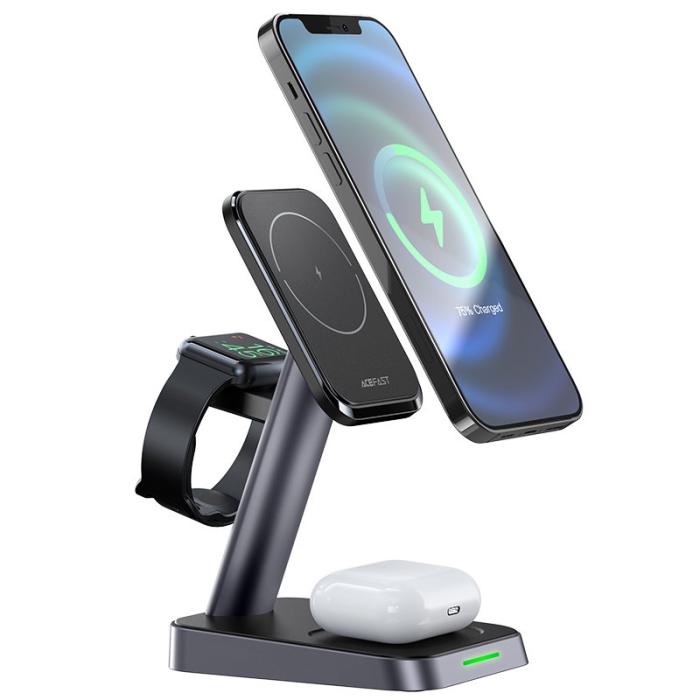Acefast - Acefast 3-in-1 Trådlös Laddare MagSafe Qi iPhone, Apple Watch, AirPods