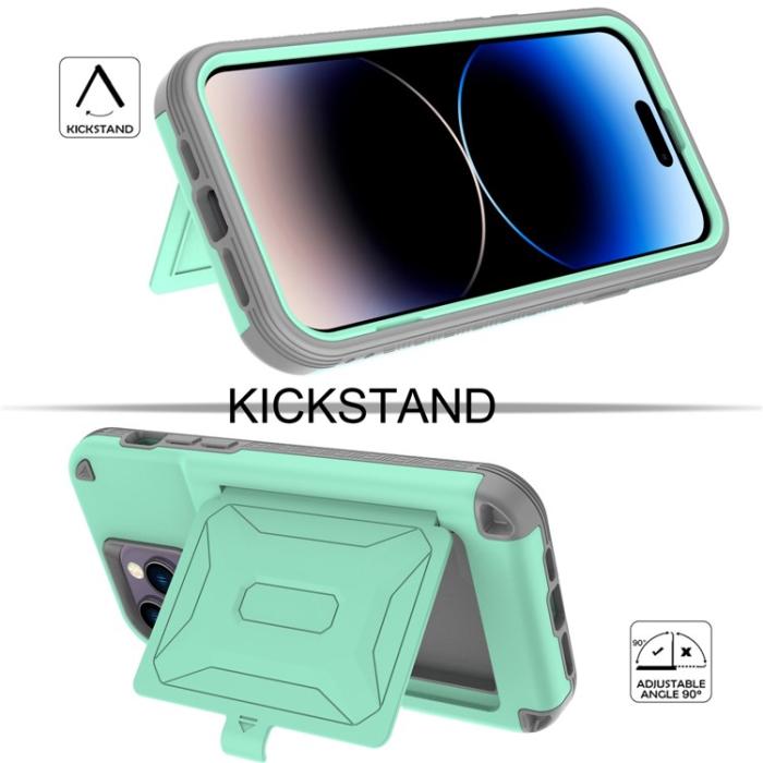 OEM - iPhone 14 Pro Skal Korthållare Mirror Kickstand - Grön