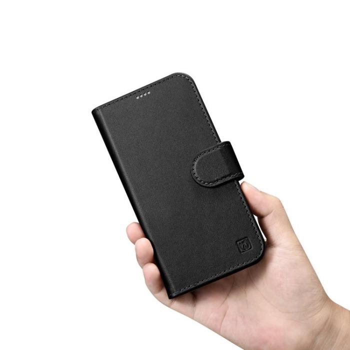 ICARER - iCarer iPhone 14 Plånboksfodral 2in1 Äkta Läder - Svart