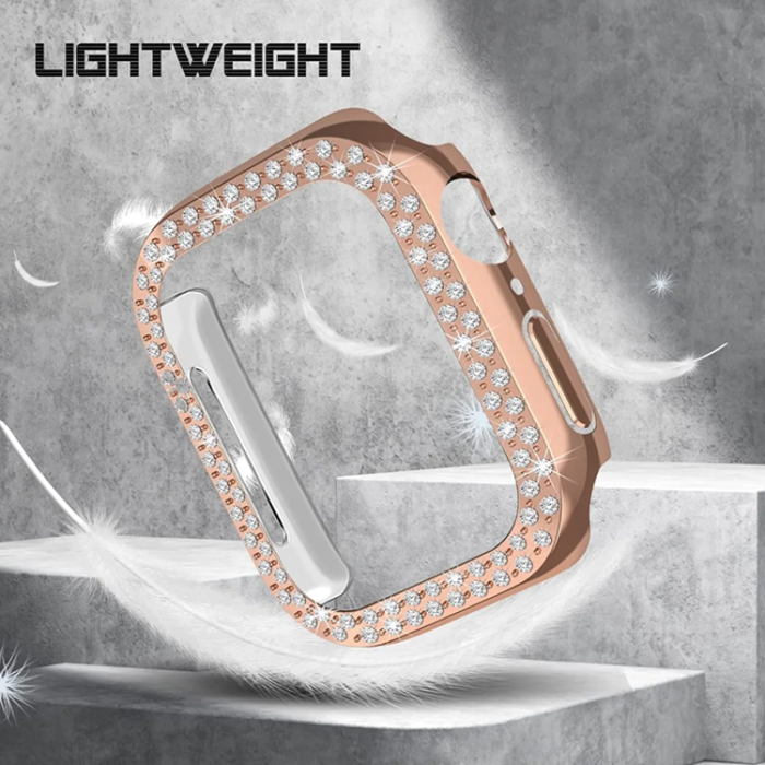 A-One Brand - Apple Watch 7/8/SE (41mm) Skal Rhinestone - Rosa Guld