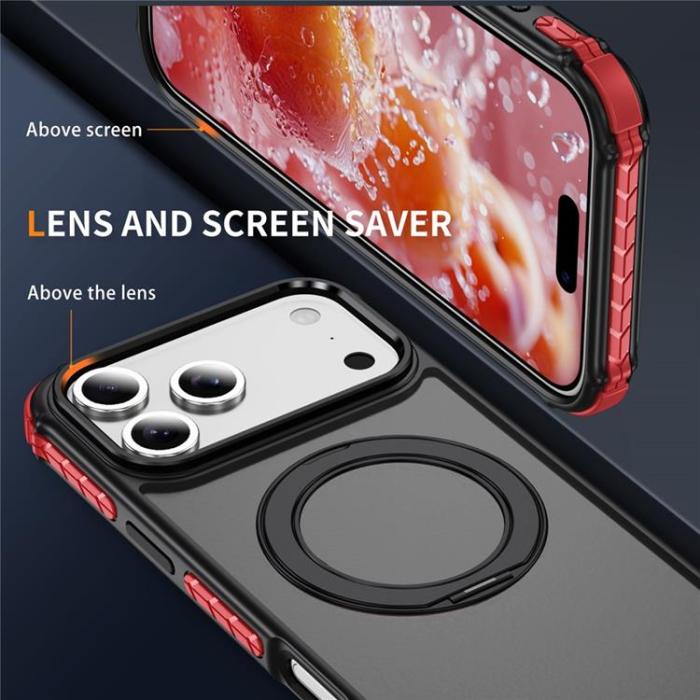 A-One Brand - iPhone 17 Pro Mobilskal MagSafe Skin Touch - Röd / Svart