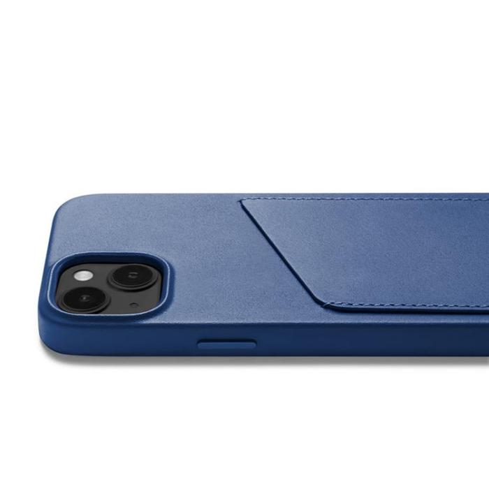 Mujjo - Mujjo iPhone 14 Skal Korthållare Full Läder - Monacoblå