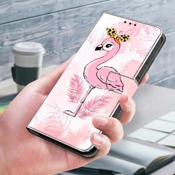 OEM - Samsung Galaxy A57 Plånboksfodral Konstläder Mönstertryck - Rosa Fågel
