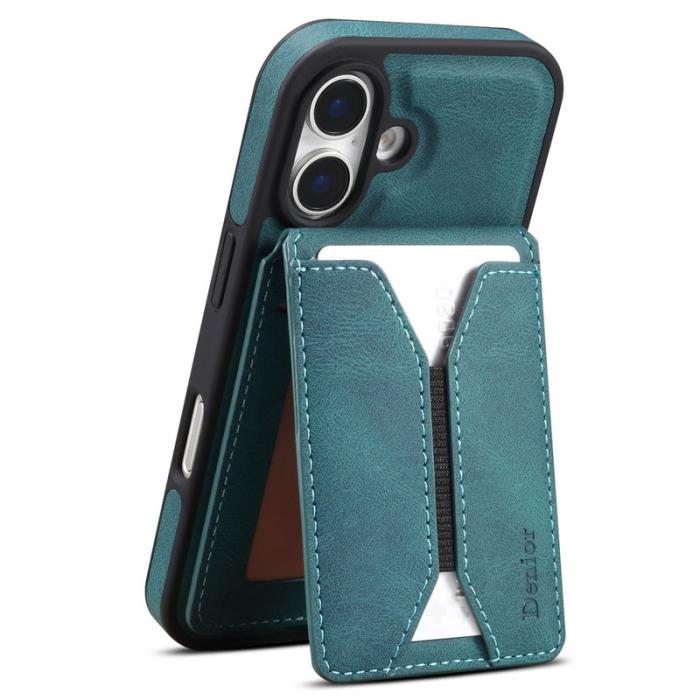 DENIOR - DENIOR D17 iPhone 16 Fodral i äkta läder - Blå