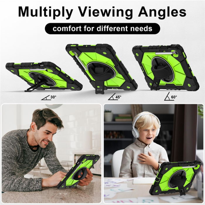 A-One Brand - Galaxy Tab S10 FE/S9 FE/S9 Skal Kickstand med Rem - Gulgrön