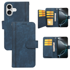 A-One Brand - iPhone 17 Plånboksfodral Line Pattern Läder - Blå