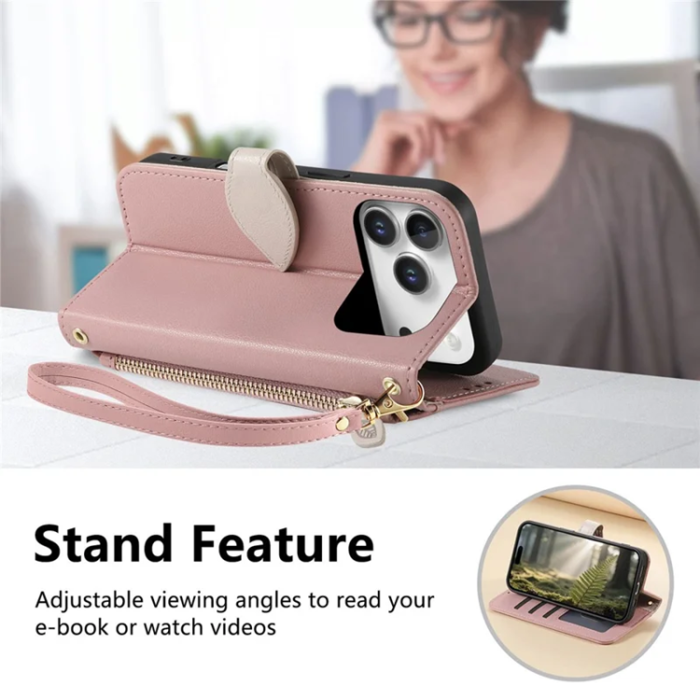 A-One Brand - iPhone 17 Pro Plånboksfodral Leaf Magnetiskt Spänne Konstläder