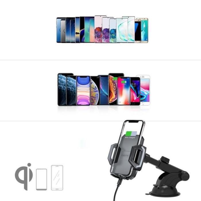 UTGATT1 - Choetech Billaddare qi 15W Bilhållare För Instrumentbräda Vindruta - Svart