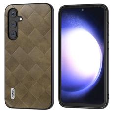 ABEEL - ABEEL Mobilskal till Galaxy S23 FE Grid Textur Gr&ouml;n PU L&auml;der Coating