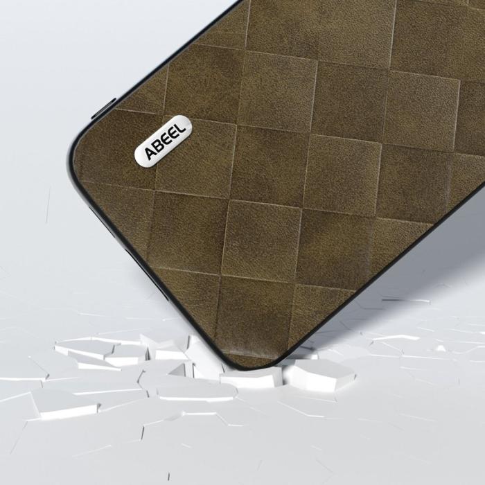 ABEEL - ABEEL Mobilskal till Galaxy S23 FE Grid Textur Grön PU Läder Coating