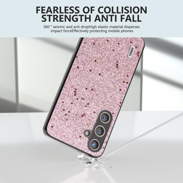 ABEEL - ABEEL Mobilskal till Galaxy S24+ PU Läder Glitter Ytbehandling - Rosa