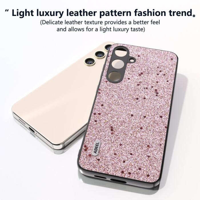 ABEEL - ABEEL Mobilskal till Galaxy S24+ PU Läder Glitter Ytbehandling - Rosa