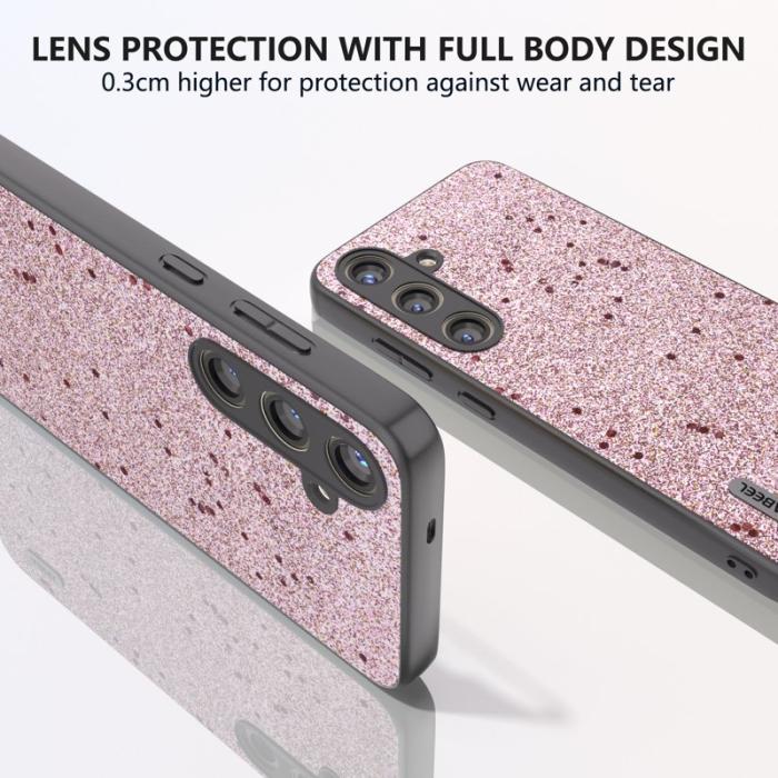 ABEEL - ABEEL Mobilskal till Galaxy S24+ PU Läder Glitter Ytbehandling - Rosa