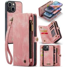 Caseme - CASEME 008 iPhone 15 Pl&aring;nboksfodral i Konstl&auml;der med - Rosa