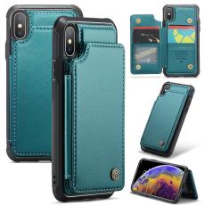 Caseme - CASEME C22 iPhone XS Max Fodral KonstL&auml;der RFID-SkyddGr&ouml;n