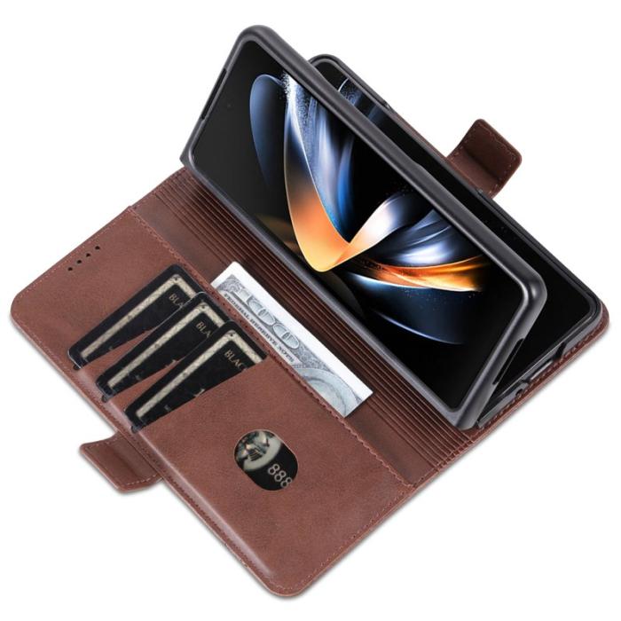 AZNS - AZNS Samsung Galaxy Z Fold5 Plånboksfodral Konstläder - Brun