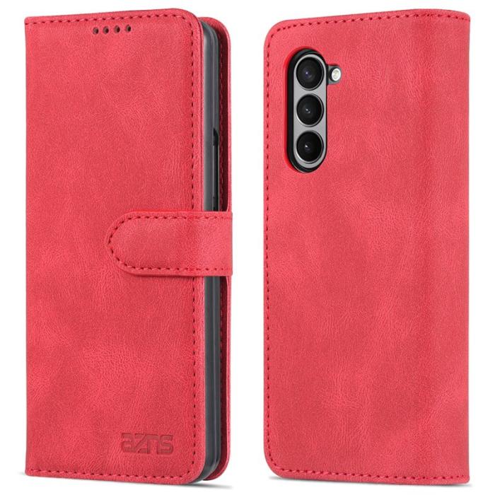 AZNS - AZNS Samsung Galaxy Z Fold5 Plånboksfodral Konstläder - Röd