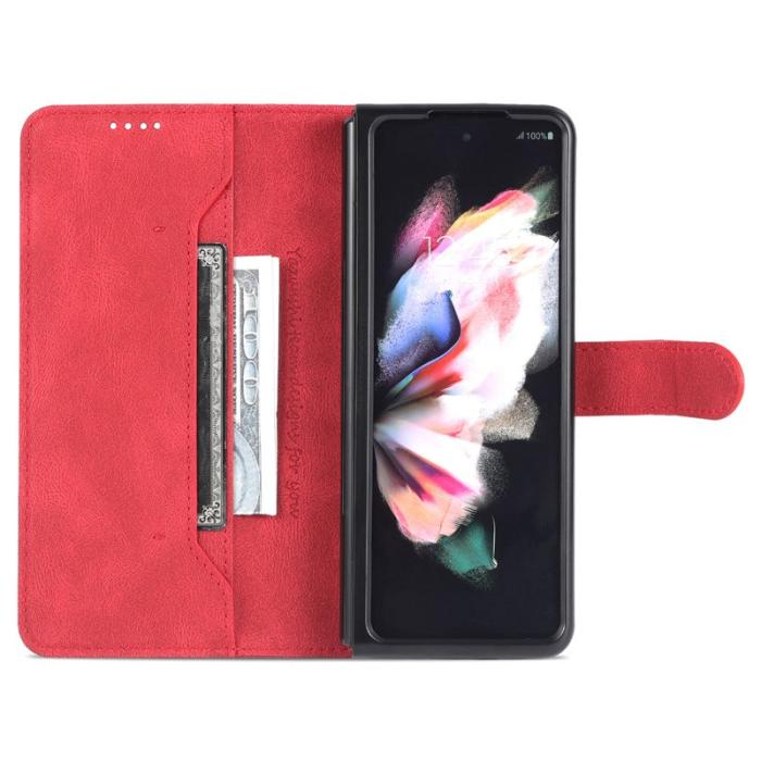 AZNS - AZNS Samsung Galaxy Z Fold5 Plånboksfodral Konstläder - Röd
