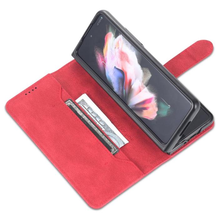 AZNS - AZNS Samsung Galaxy Z Fold5 Plånboksfodral Konstläder - Röd