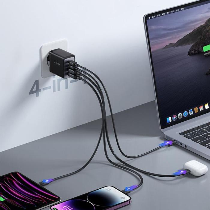 Joyroom - Joyroom Väggladdare 67W 2xUSB-C till 2xUSB-A till USB-C Kabel - Svart