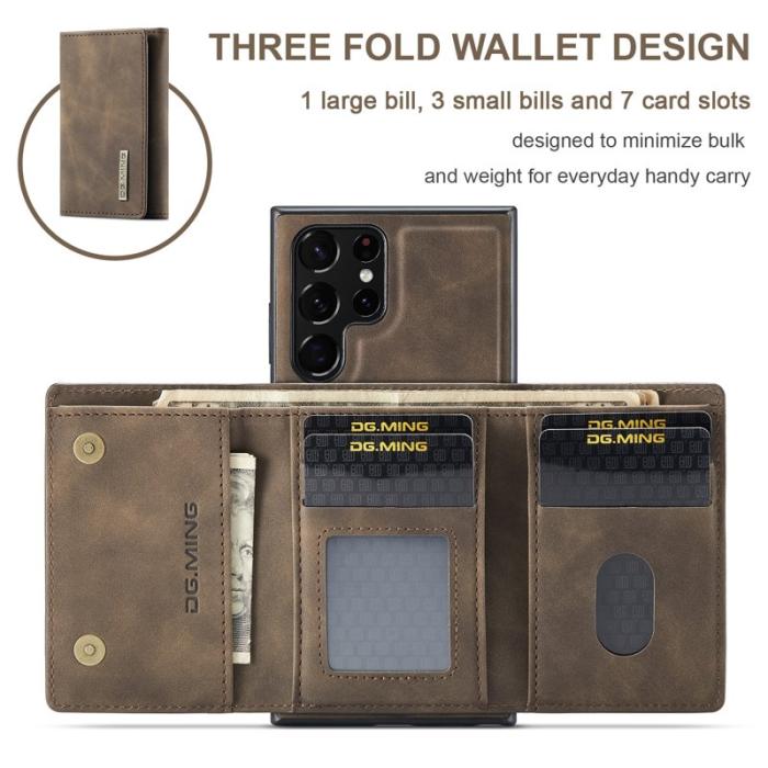 DG.MING - DG.MING Konstläder Plånboksfodral för Samsung Galaxy S24 Ultra - Brun