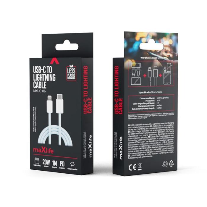 Maxlife - Maxlife USB-C till Lightning kabel 1m 20W MXUC-06 - Blå