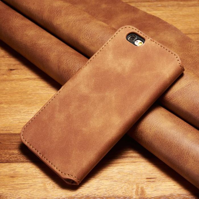 DG.MING - DG.MING Retro Konstläder Ställskydd för iPhone 6s/6 4.7-tum - Brun