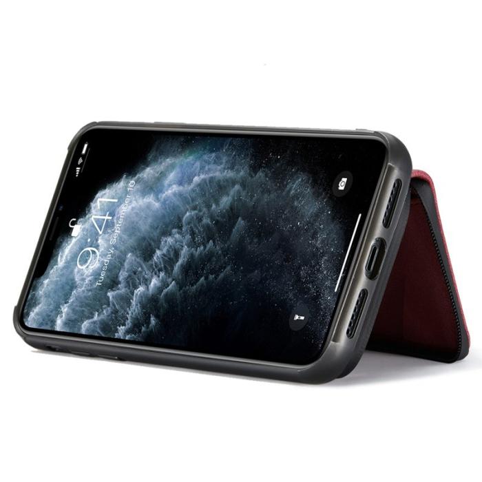 JEEHOOD - JEEHOOD iPhone 11 Pro Max Plånboksfodral Konstläder TPU Röd
