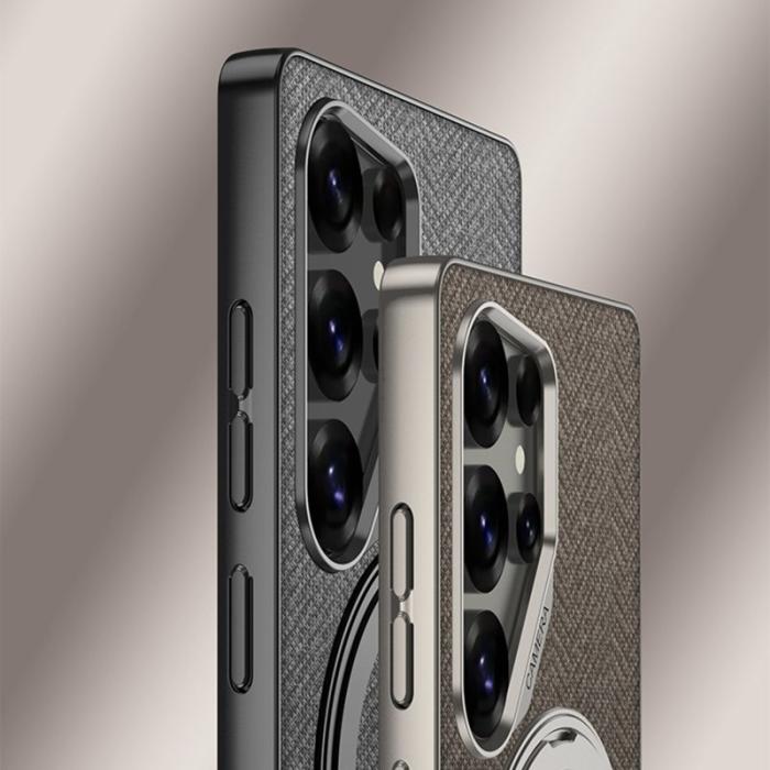 GKK - GKK Samsung Galaxy S25 Ultra Fodral - PC + TPU + Klädd - Grå