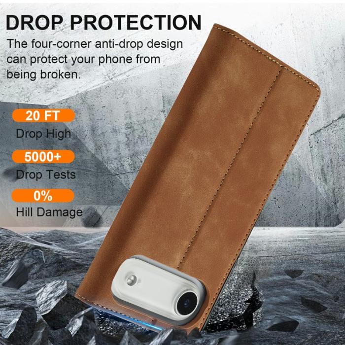 LC.imeeke - LC.IMEEKE iPhone Air Plånboksfodral Konstläder- Brun