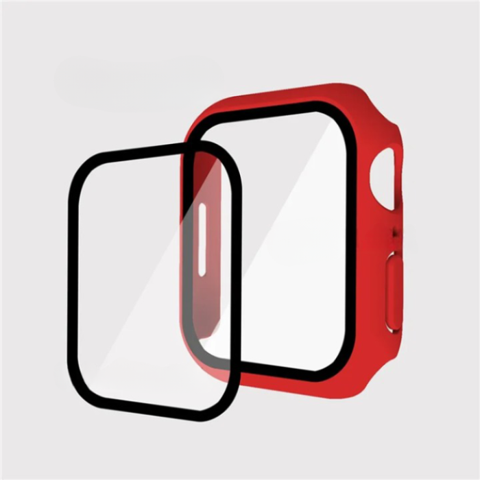 OEM - 2-i-1 Skal med Hädat glas Apple Watch 7/8 (45mm) - Röd