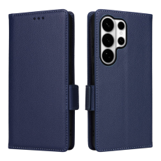 A-One Brand - Galaxy S26 Ultra Plånboksfodral Litchi Läder med Rem - Mörkblå