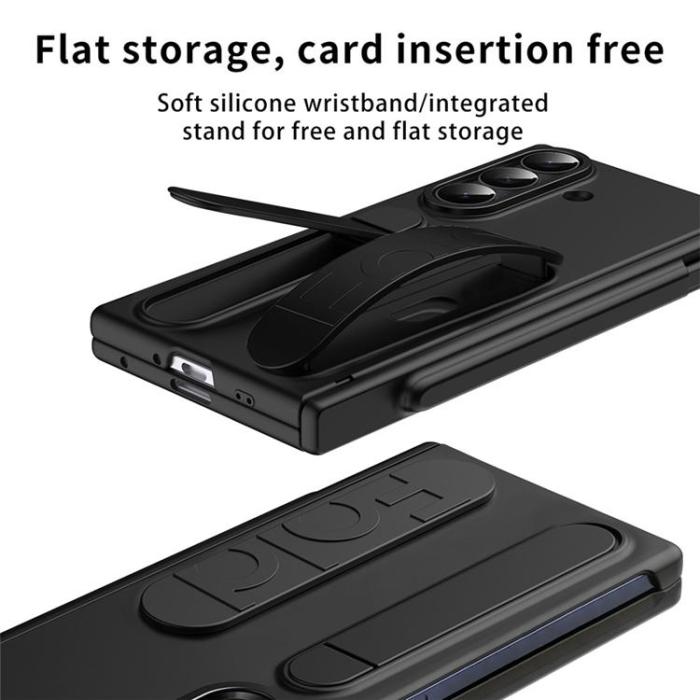 A-One Brand - Mobilskal För Galaxy Z Fold 8 Kortfack Kickstand med Skärmskydd - Svart