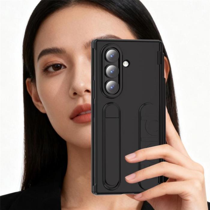 A-One Brand - Mobilskal För Galaxy Z Fold 8 Kortfack Kickstand med Skärmskydd - Svart