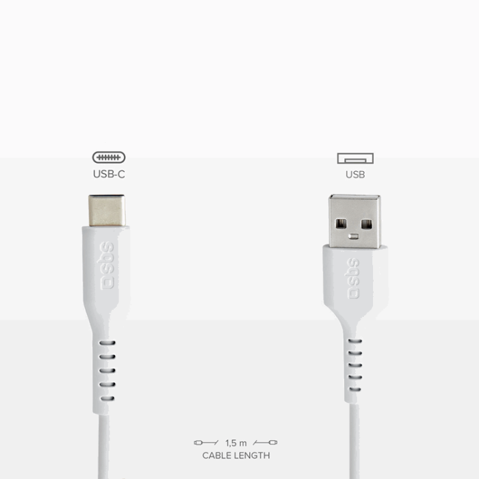 SBS - SBS USB-A - USB-C Kabel 1.5m - Vit