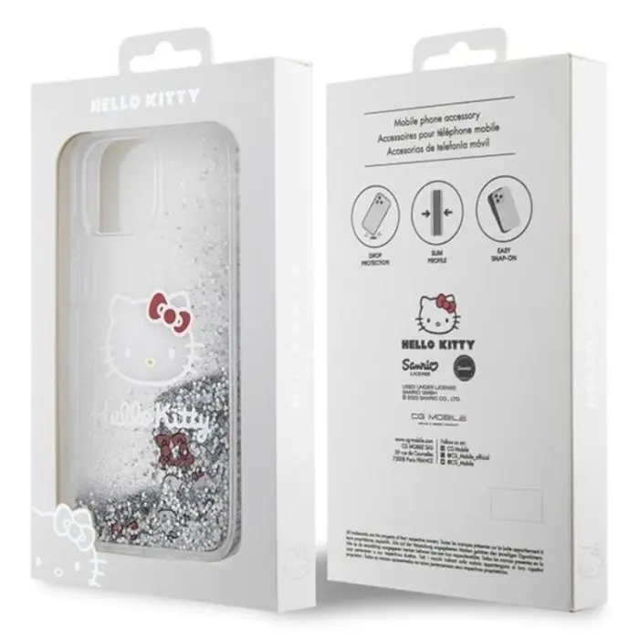Hello Kitty - Hello Kitty iPhone 15 Mobilskal Liquid Glitter Charms
