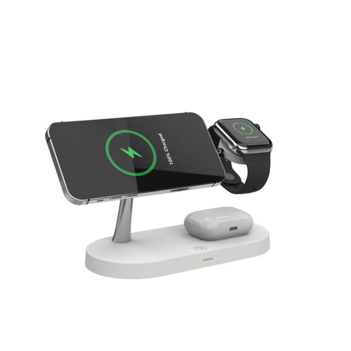 UTGATT - Tech-Protect 3-i-1 Magsafe Trådlös Laddare iPhone, Apple Watch, Airpods - Vit
