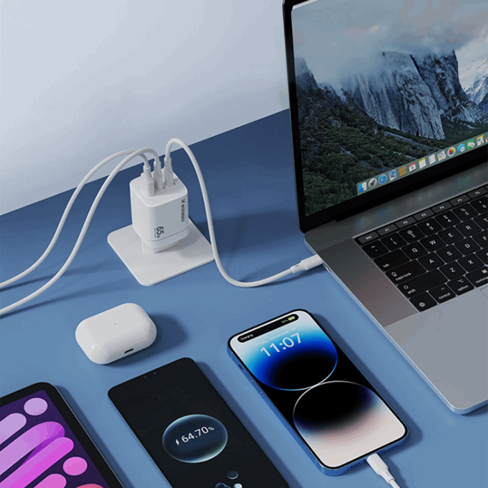 Wozinsky - Wozinsky Väggladdare CGWCW 65W USB-A/2 x USB-C GaN - Vit