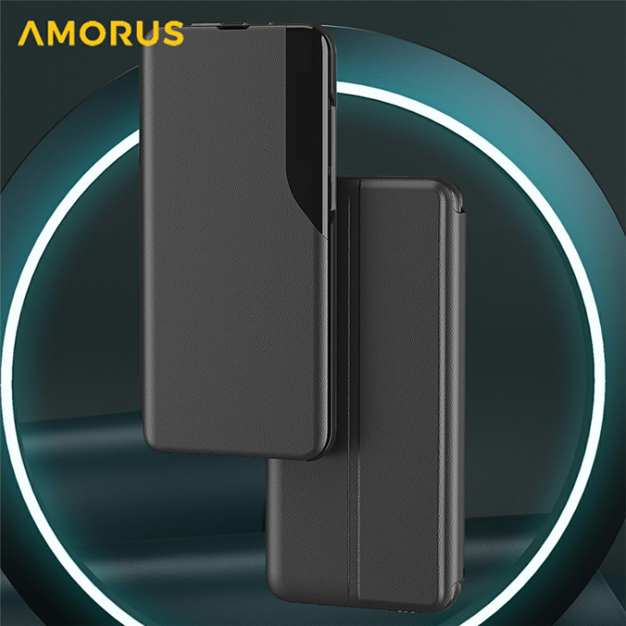 Amorus - Amorus iPhone 17 Mobilskal Folio Flip Stativ - Röd