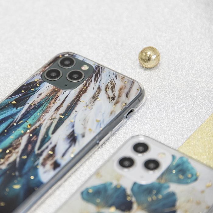 OEM - Guldfärgat Glam Skal Lövdesign iPhone 15 Pro