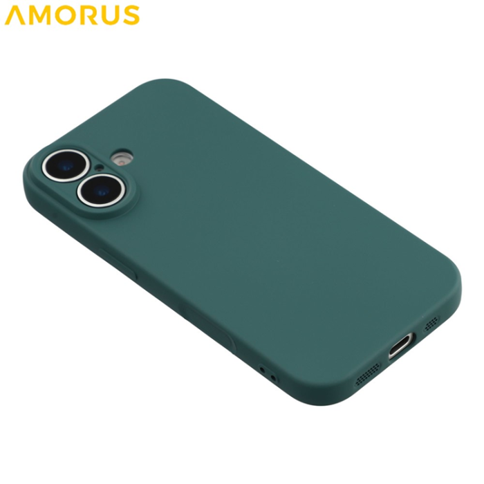 Amorus - AMORUS iPhone 17 Mobilskal Precise Cutouts TPU Fiber - Armégrön