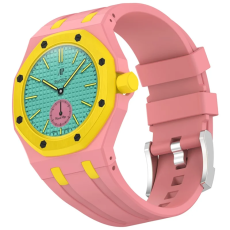 A-One Brand - Swatch Royal Pop Silikonarmband med Integrerat Skyddsskal - Rosa/Gul