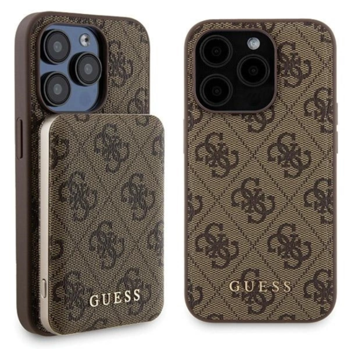 Guess - Guess iPhone 15 Pro Max Mobilskal Med Powerbank 5000mAh Magsafe Metal Logo