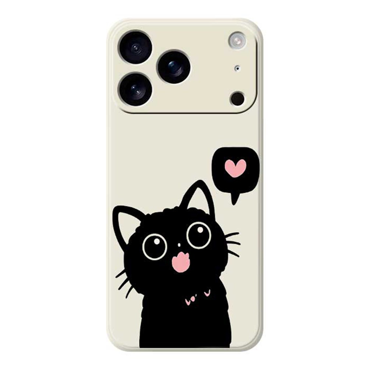 Mobilskal till iPhone 17 Pro Max Love Black Cat Pattern - Beige | 2353 | AlltMobil