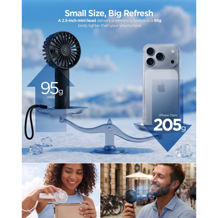 Spigen - Spigen Mini Handfläkt Portable A905 1800 mAh - Svart