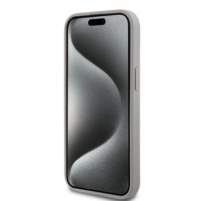 DKNY - DKNY iPhone 15/14/13 Mobilskal Läder Mono Stripe & Metal Logo - Beige