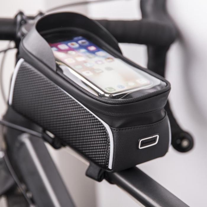 OEM - Cykelramsväska Med Skärmad Mobilhållare Vattentät - Svart