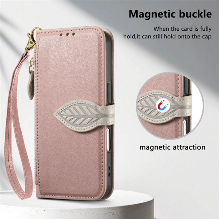 A-One Brand - iPhone 17 Plånboksfodral Leaf Magnetiskt Spänne Läder