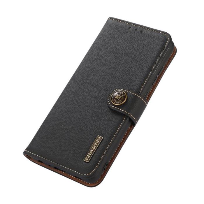 KHAZNEH - KHAZNEH Sony Xperia 1 IV Plånboksfodral Äkta Läder RFID - Svart