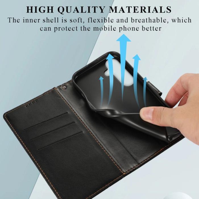 OEM - Samsung Galaxy S26 Fodral Imprint Läder Med Handledsrem - Svart